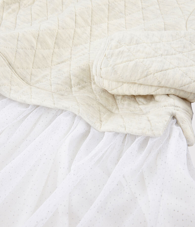 Vestido de manga larga infantil para ni&ntilde;a beige