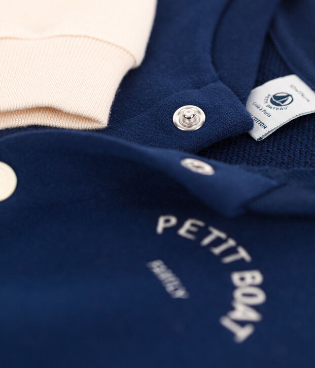 Chaqueta teddy de felpa para beb&eacute; azul/crudo