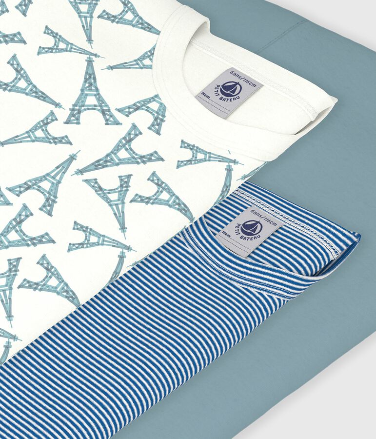 Juego de camisetas infantiles de algod&oacute;n de manga corta Torre Eiffel multicolor