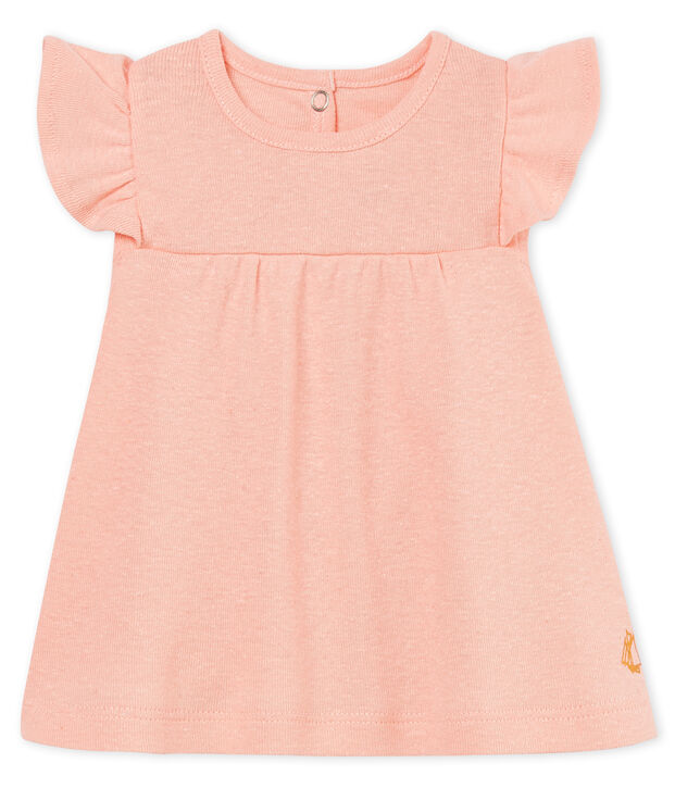 Blusa manga corta de algod&oacute;n/lino para beb&eacute; ni&ntilde;a rosa