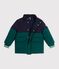 Plum&iacute;fero infantil liso colorblock verde/azul