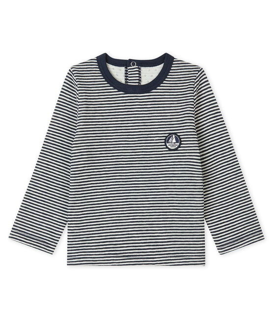 Camiseta de tejido túbico para bebé niño azul SMOKING/beige COQUILLE