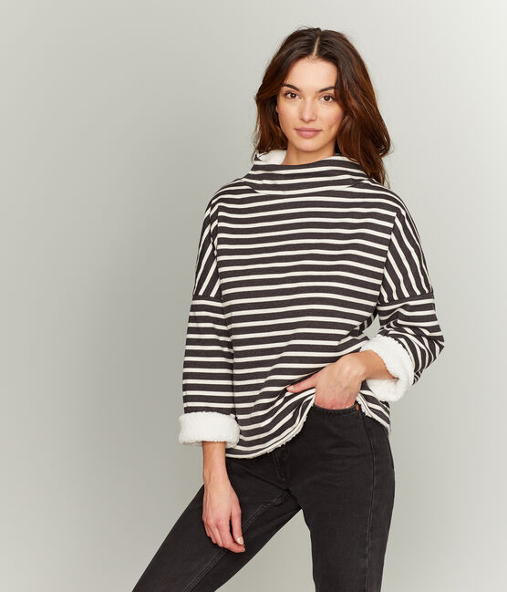 Marinera reversible de mujer negro CITY/beige COQUILLE