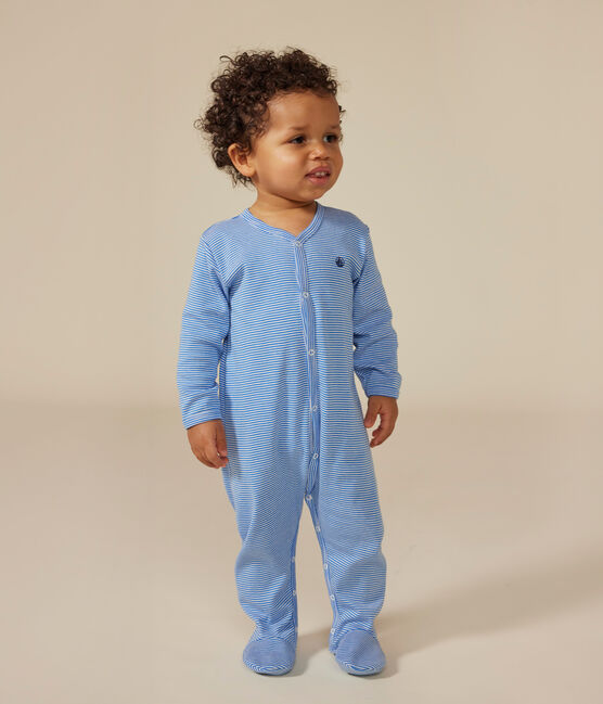 Pijama de algodón a rayas para bebé DELPHINIUM/ MARSHMALLOW