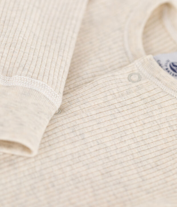 Mono largo de punto acanalado de beb&eacute; beige