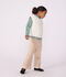 Jersey infantil sin mangas de lana y algod&oacute;n con detalle trenzado blanco