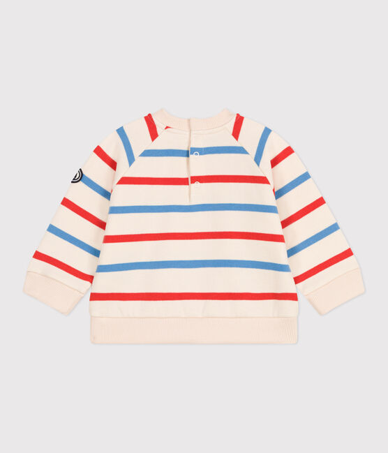 Sudadera de algodón con estampado de rayas marineras bicolores para bebé blanco AVALANCHE/ MULTICO