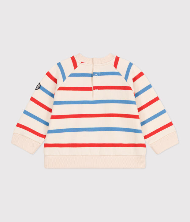 Sudadera de algod&oacute;n con estampado de rayas marineras bicolores para beb&eacute; crudo/multicolor