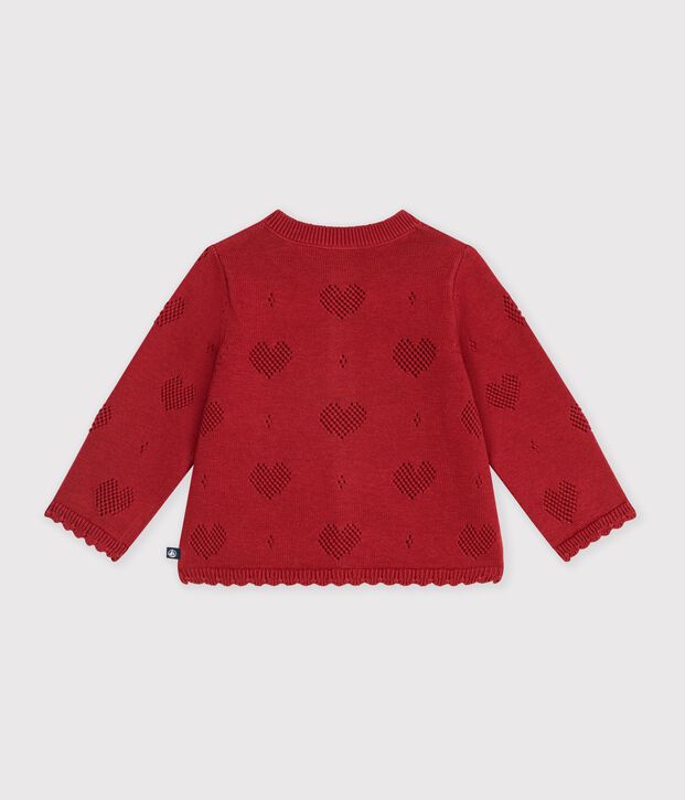 C&aacute;rdigan de algod&oacute;n con estampado de corazones para beb&eacute; rojo