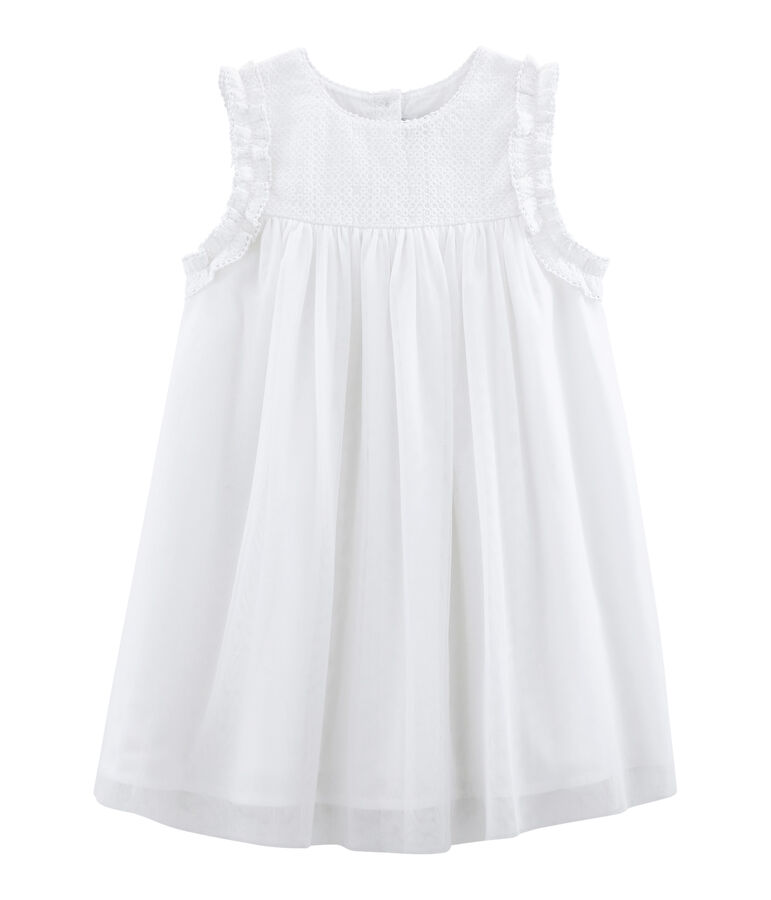 Vestido de ceremonia infantil para ni&ntilde;a blanco/amarillo