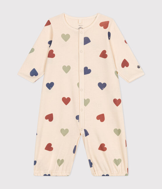 Mono saco de algodón estampado con tres corazones para bebé blanco AVALANCHE/ MULTICO