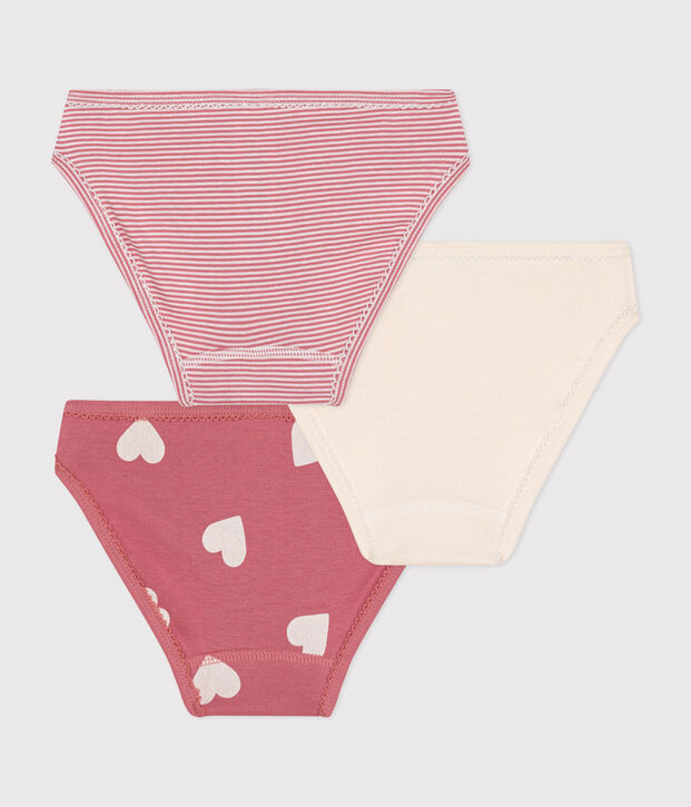 Juego de 3 braguitas infantiles de algod&oacute;n con coraz&oacute;n multicolor