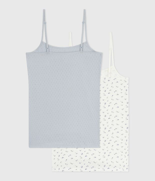 Juego de camisetas de tirantes de algod&oacute;n calado para mujer multicolor