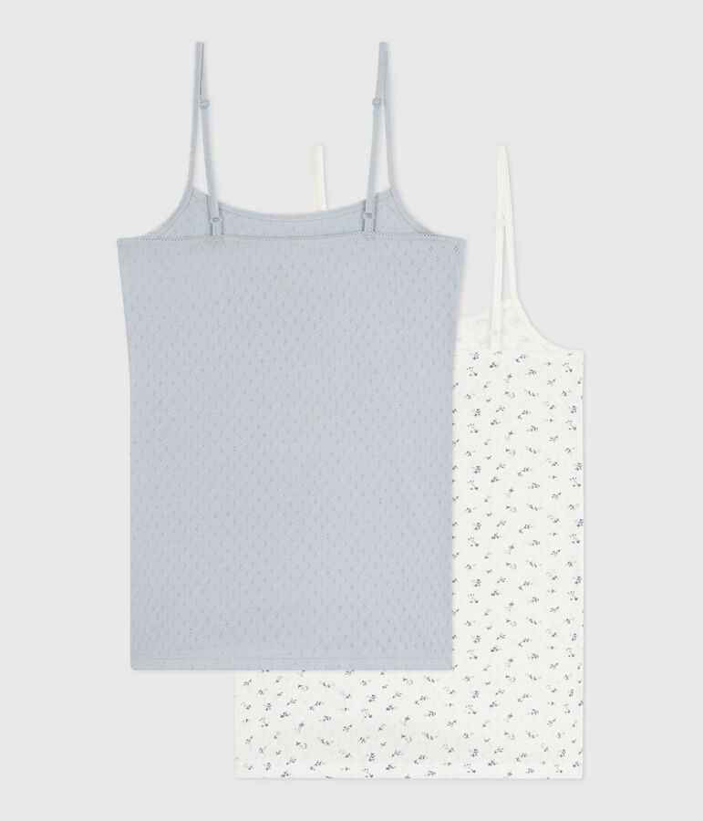 Juego de camisetas de tirantes de algod&oacute;n calado para mujer multicolor