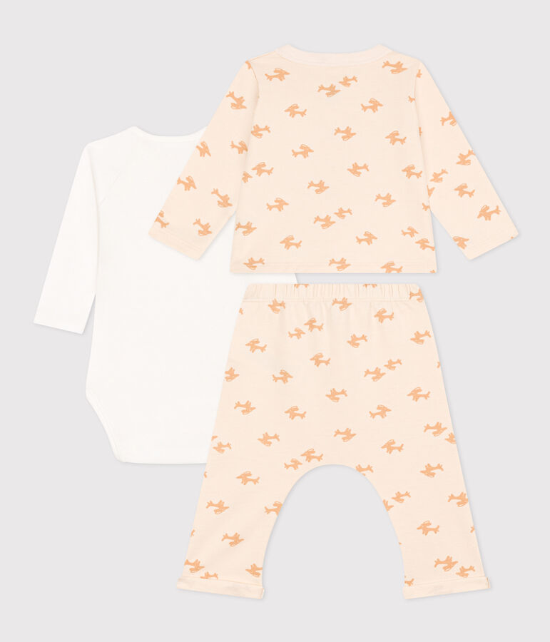 Conjunto de mulet&oacute;n estampado para beb&eacute; crudo/beige