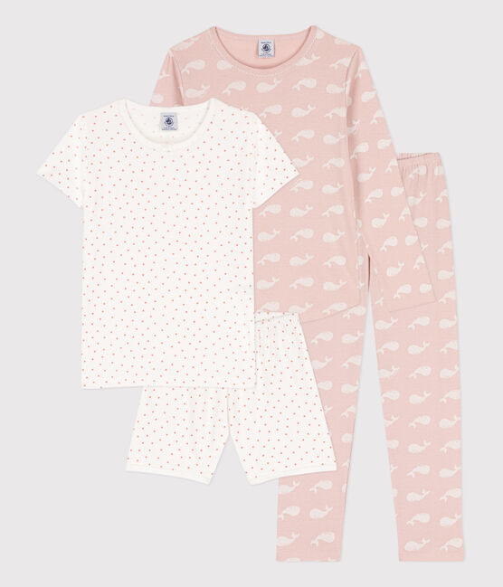 Juego de 1 pijama corto y 1 pijama de algodón para niña variante 1