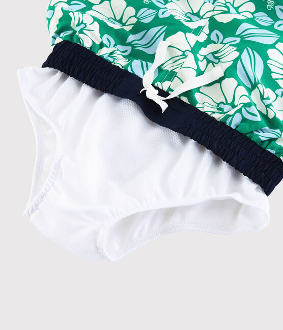 Short de baño reciclado de niño verde GAZON/crudo MULTICO