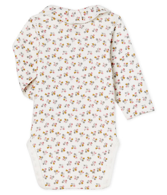 Body de nacimiento manga larga para bebé niña de punto blanco MARSHMALLOW/rosa CHARME/ MULTICO