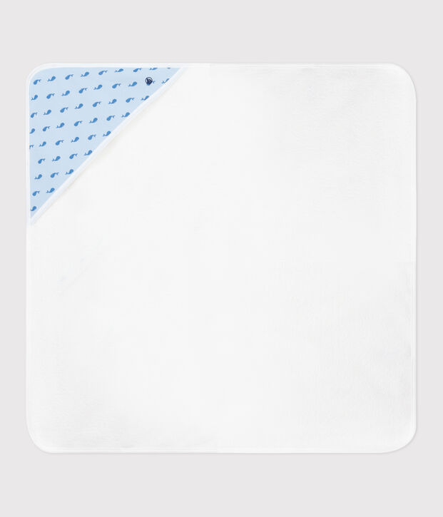 Capa de ba&ntilde;o de algod&oacute;n para beb&eacute; azul/azul
