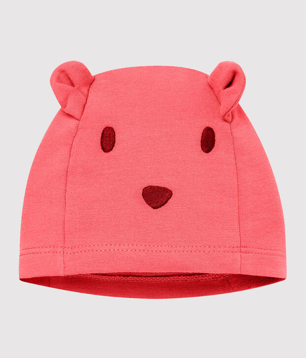 Gorro de beb&eacute; unisex realizado en mulet&oacute;n y elastano rosa