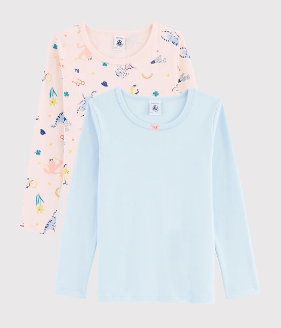 Juego de 2 camisetas de manga larga con animales yoga de niña pequeña variante 1