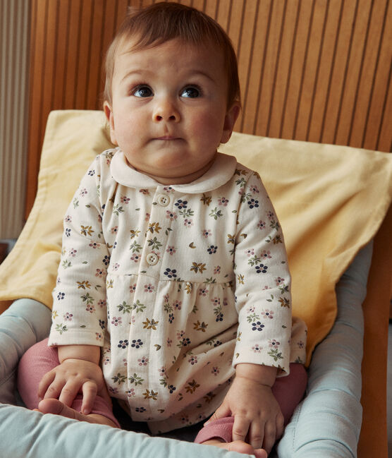 Vestido y leggings de algodón para bebé blanco AVALANCHE/ MULTICO