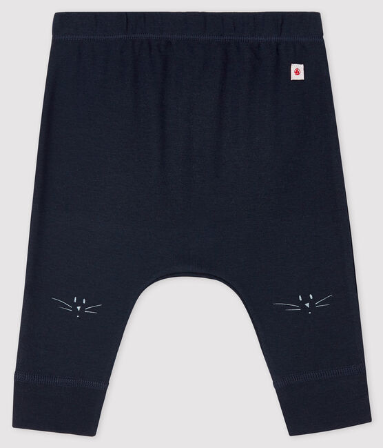 Leggings con cabeza de gatitos de bebé de algodón orgánico azul SMOKING