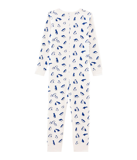 Buzo largo unisex de toalla de rizo picada muy cálido blanco MARSHMALLOW/azul MAJOR
