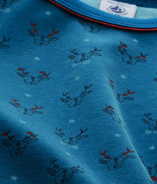 Pijama para ni&ntilde;o en terciopelo gris/verde/multicolor