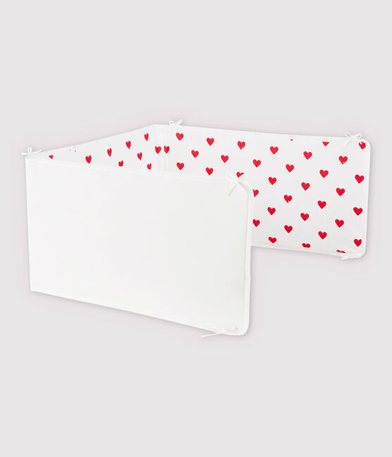 Protector de cuna de corazones rojos de bebé de canalé blanco MARSHMALLOW/rojo TERKUIT
