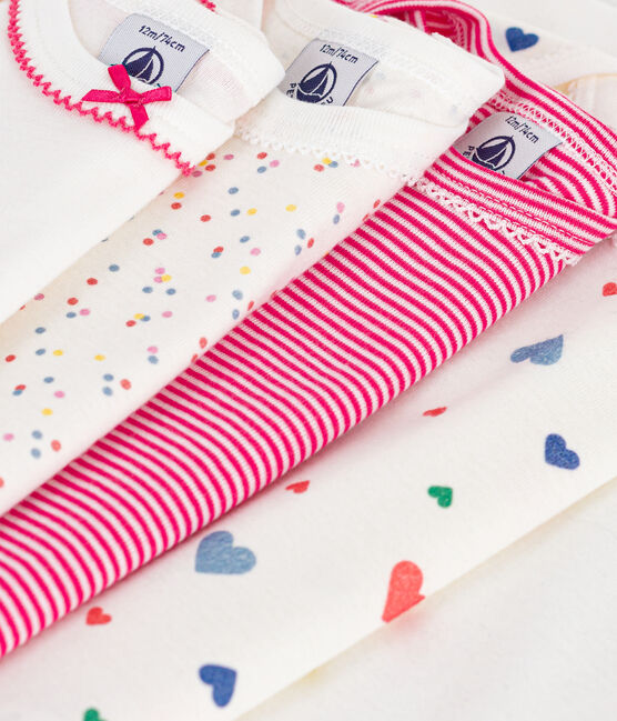 Juego de bodis de algodón de manga larga con estampado de corazones para bebé variante 1