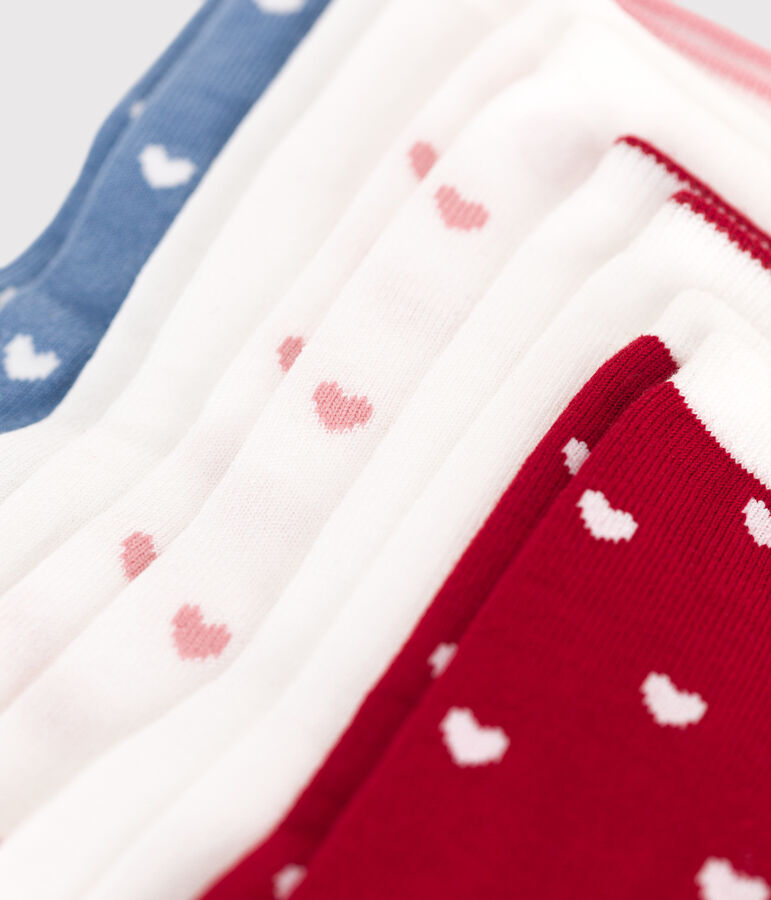 5 pares de calcetines de algod&oacute;n con corazones para ni&ntilde;a multicolor