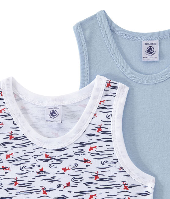 Lote de 2 camisetas sin mangas para niño blanco LOT