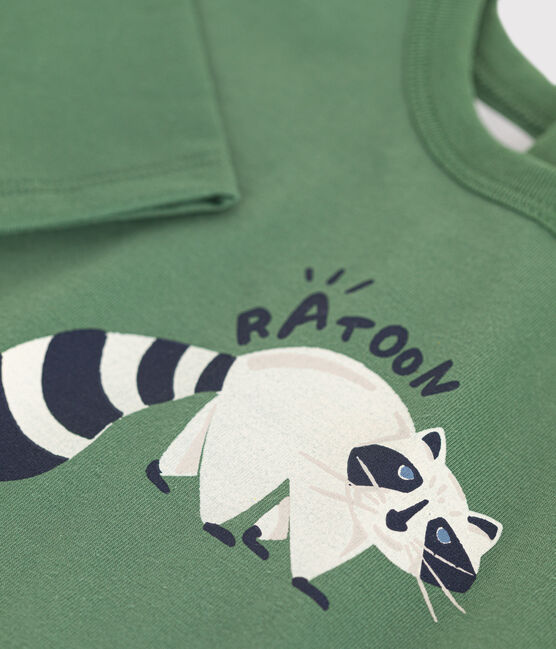 Camiseta de manga larga de punto fino para bebé verde PALMERAIE