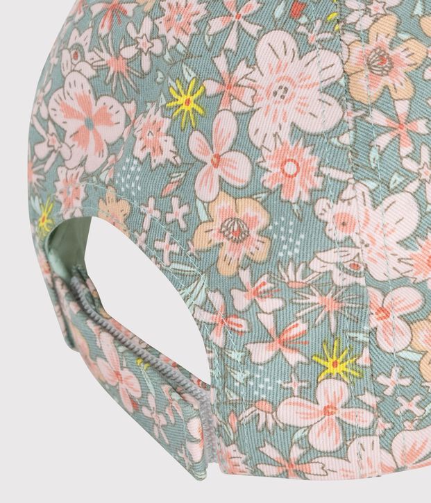 Sombrero de sarga con estampado de flores para beb&eacute; azul/multicolor