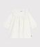 Vestido liso de pana de manga larga para bebé crudo MILK/ ARGENT