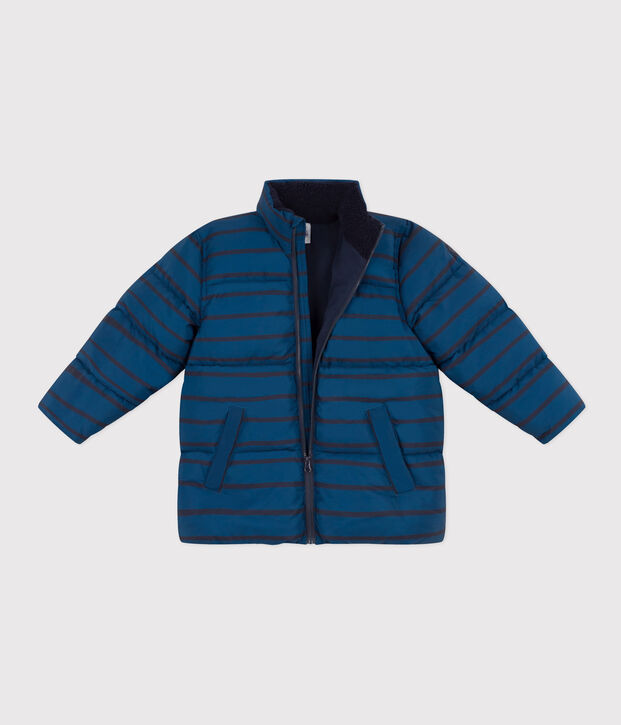 Chaqueta acolchada con capucha retr&aacute;ctil de ni&ntilde;o azul/azul