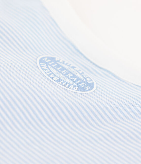 Camiseta icónica de algodón a rayas de mujer rosa GRETEL/blanco MARSHMALLOW