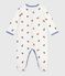 Pijama de terciopelo estampado para bebé blanco MARSHMALLOW/blanco MULTICO