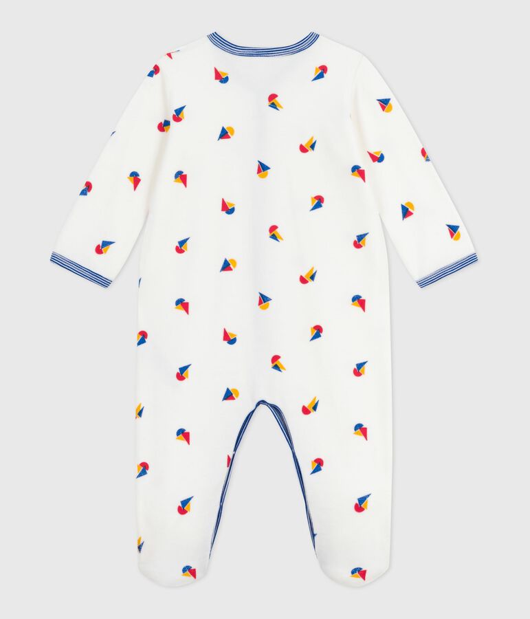 Pijama de terciopelo estampado para beb&eacute; blanco/multicolor