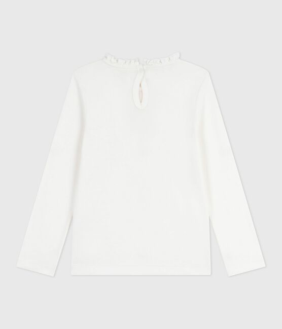 Camiseta infantil lisa de algodón de manga larga blanco MARSHMALLOW