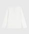 Camiseta infantil lisa de algodón de manga larga blanco MARSHMALLOW