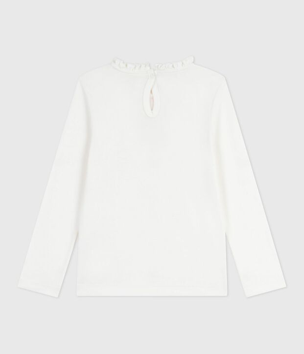 Camiseta infantil lisa de algod&oacute;n de manga larga blanco