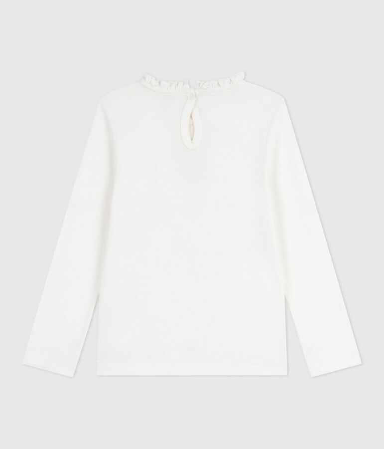 Camiseta infantil lisa de algod&oacute;n de manga larga blanco