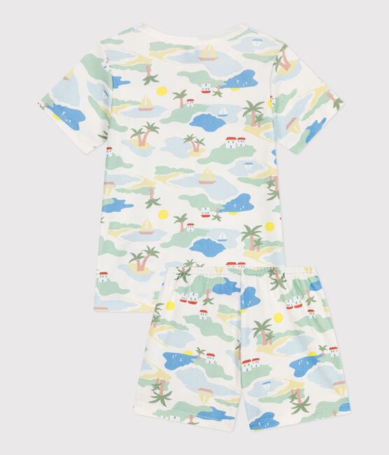 Pijama infantil corto de algodón con estampado blanco MARSHMALLOW/blanco MULTICO