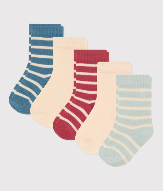 Juego de 5 pares de calcetines de punto de algodón con rayas para bebé variante 1