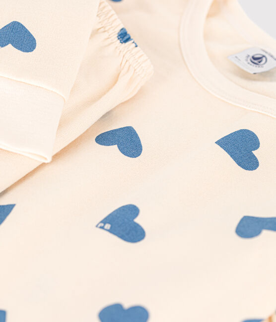 Pijama infantil de felpa cepillada con estampado de corazones azul AVALANCHE/ BEACH