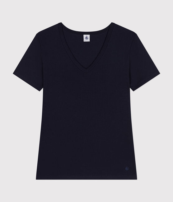 Camiseta Iconique de manga corta de punto liso para mujer azul SMOKING