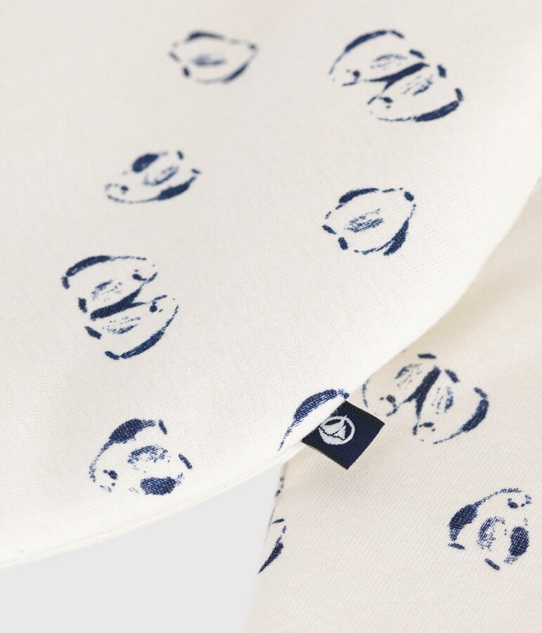 Mono de algod&oacute;n enguatado con estampado de ping&uuml;inos para beb&eacute; crudo/azul