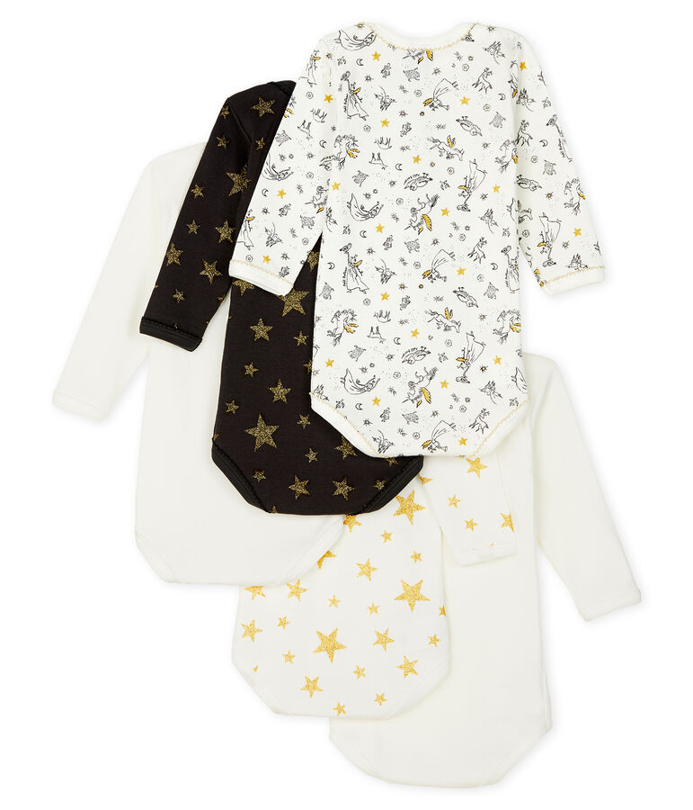 Juego de 5 bodis de manga larga para beb&eacute; ni&ntilde;a multicolor